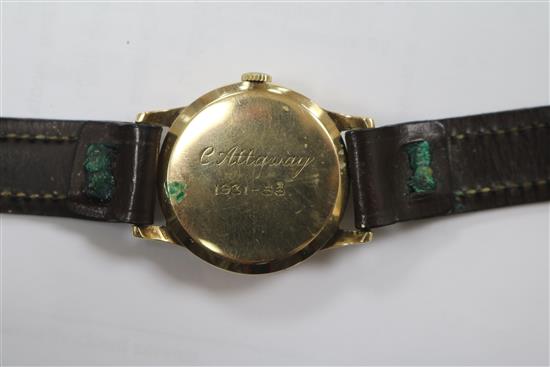 A gentlemans 9ct gold Tudor wrist watch.